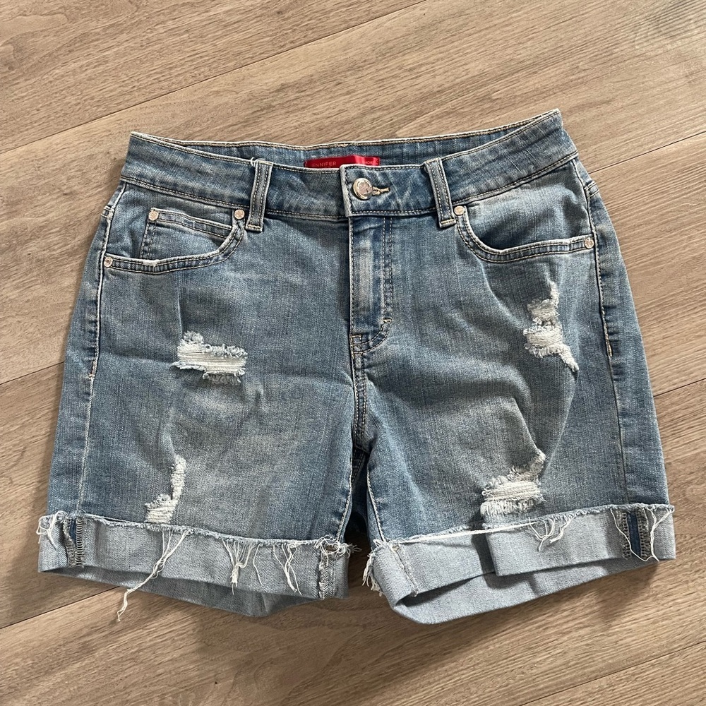 Jennifer lopez distressed denim jean shorts womens 2